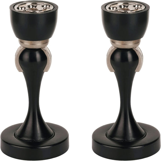 Magnetic Door Stop, Stainless Steel, Magnetic Door Catch, Door Holder, Door Stops, Wall Mounted, Floor Mounted, Door Banging Prevention (Large x 2pack, Black)