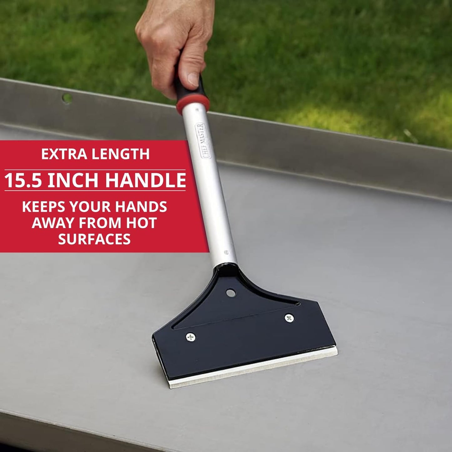 Flat Top Grill Scraper 15.5" Long Griddle Tool by FryOilSaver Co., 5.5" Replaceable Blade Kitchen Scraper for Cleaning Griddle & Flat Top Grill for Diner, Bar, Hotel, Restaurant & Food Service - 90018