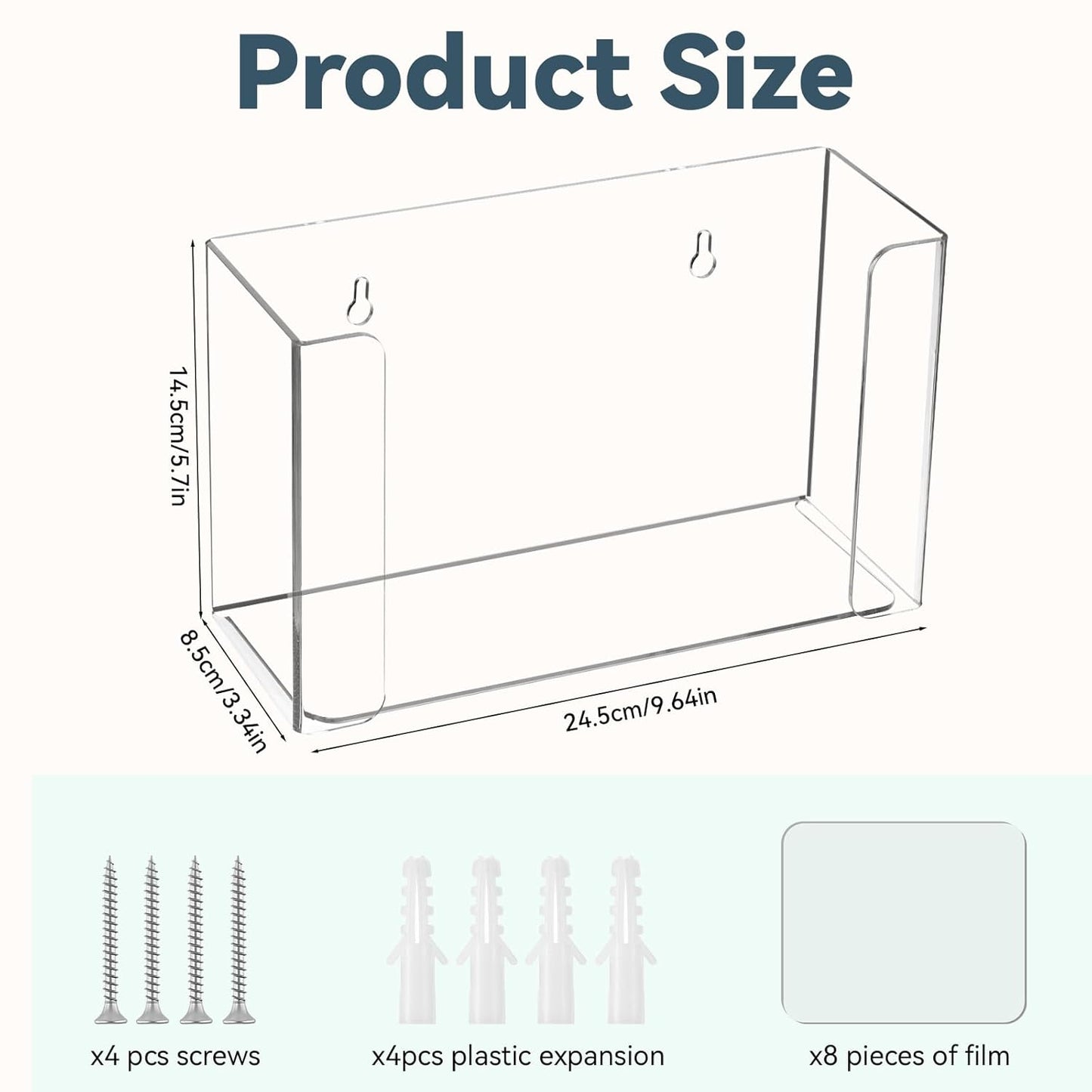 2 Packs Acrylic Glove Holder for Wall Mount, Clear Gloves Box Holders Glove Dispenser Wall Mounted Tissue Box Holder Reusable Kitchen Rack for Gloves Tissue Boxes