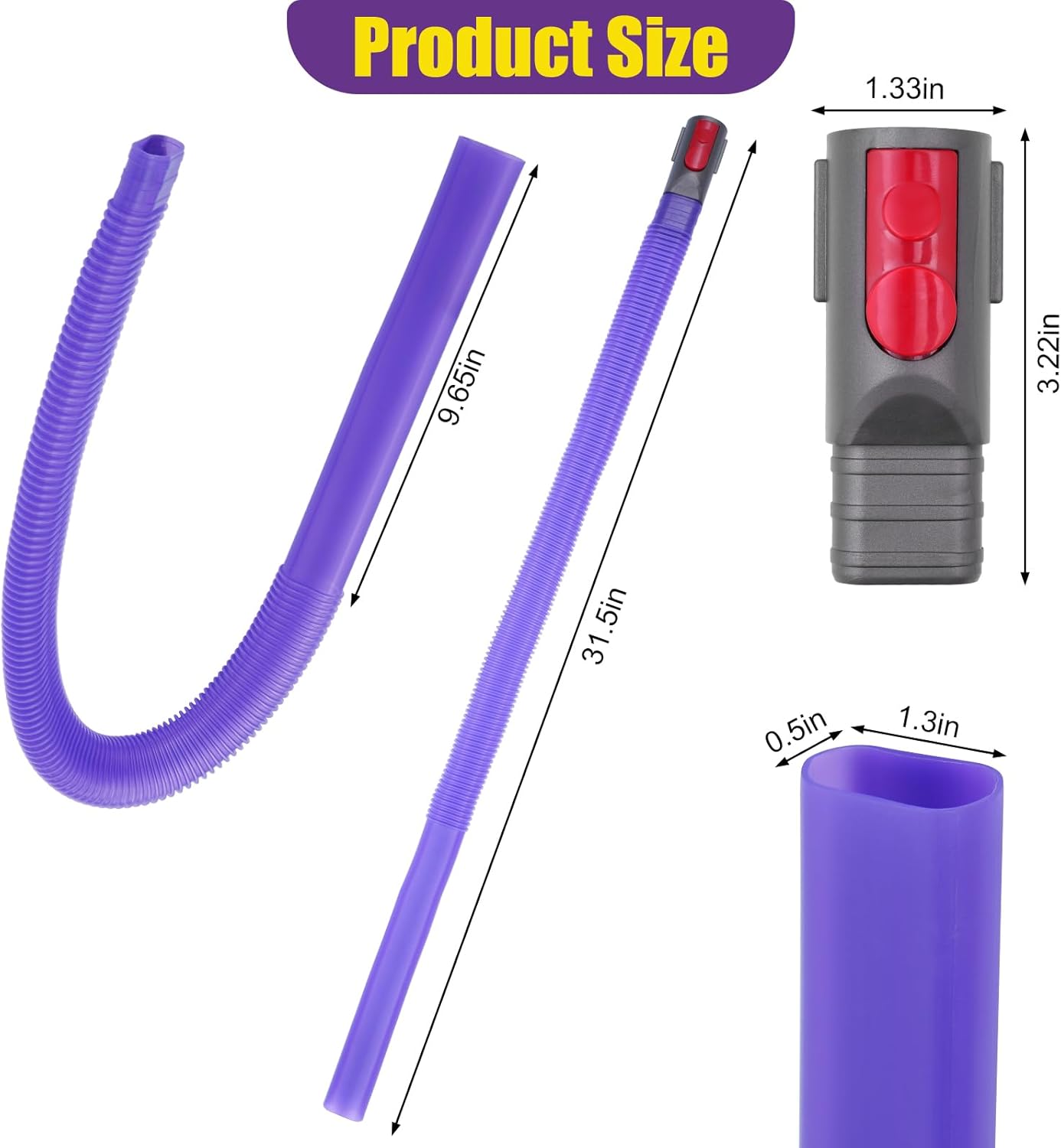 Vacuum Crevice Cleaning Attachment Set, 34" Bendable Hose, Fits Dyson V7 V8 V10 V11 V15 GEN5, Dryer Vent Lint Remover, Car Detailing, Home Gap Cleaning