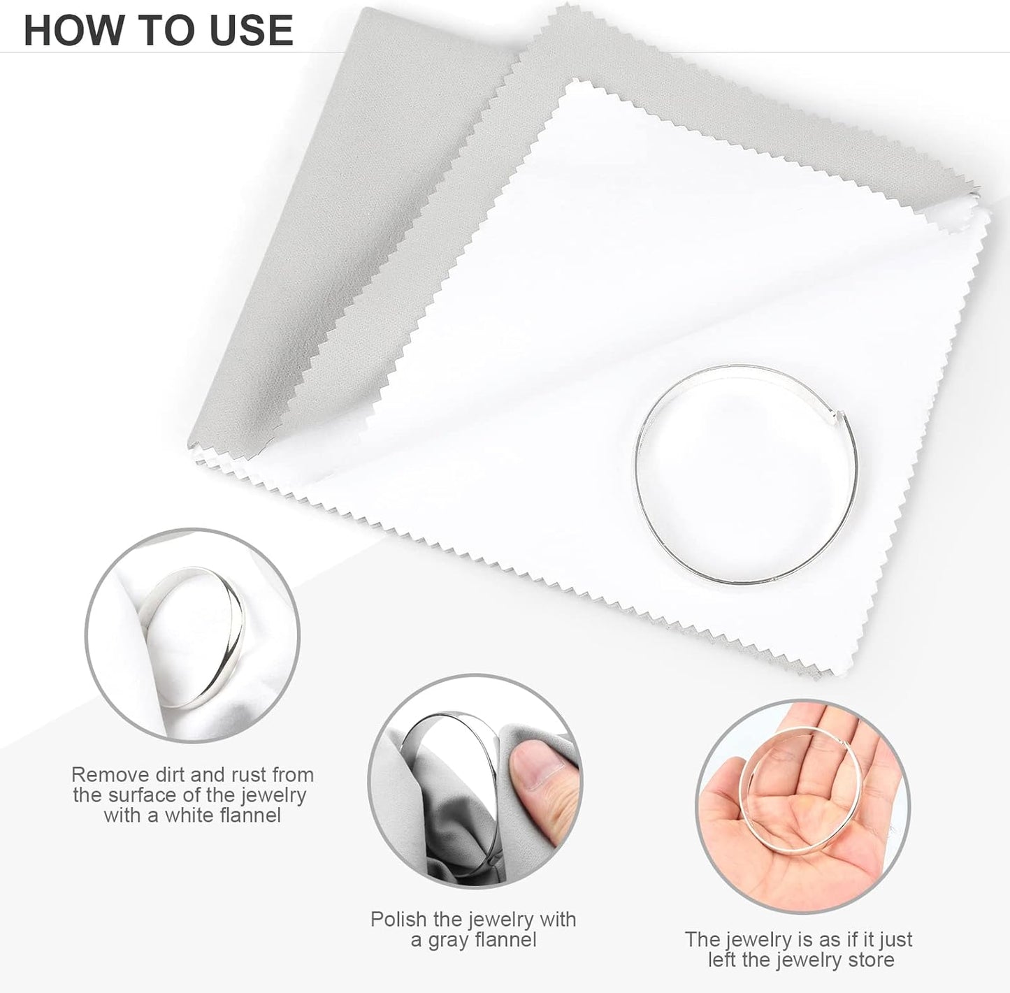 Jewelry Cleaning and Polishing Cloth, 100% Pure Cotton Silver Polishing Cloth for Sterling Silver & Gold & Platinum Jewelry and Large Silverware, Reusable Soft Jewelry Cleaning Cloth (2)