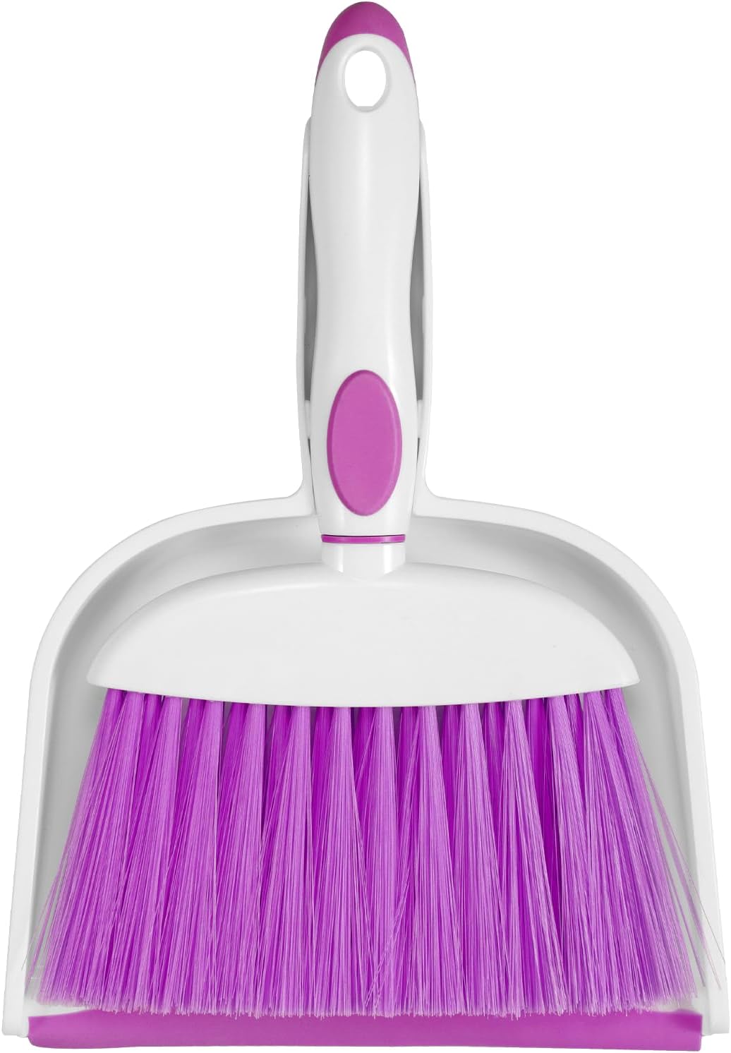 NACENA Small Dust Pan and Brush Set, Mini Broom and Dustpan Set Small Hand Broom and Brush Combo Dust Pan with Teeth for Home Cleaning Drawers Desktop Sofas Pet Care and Outdoor, Purple