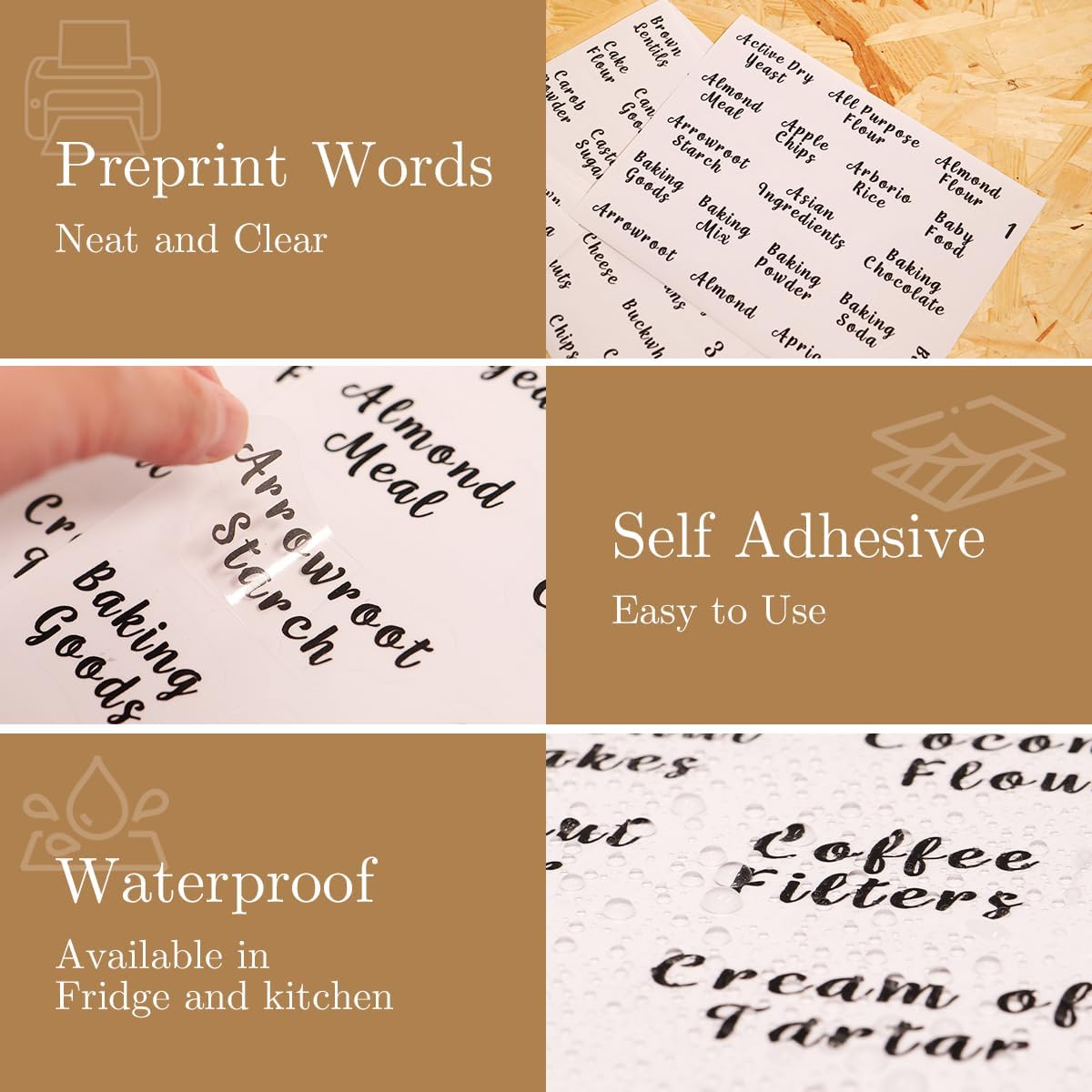 3 Pcs Square Glass Pantry Storage Containers with Bamboo Airtight Lid and 248 Clear Pantry Labels Preprinted - 52oz Thicken Glass Food Storage Jars for Coffee, Cookie, Tea, Sugar, Spice