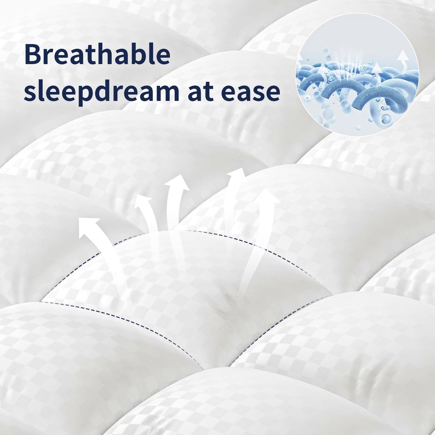 King Mattress Topper Extra Thick Pillowtop Cooling Mattress Topper Plush Mattress Pad Cover Protector with 8-21 Inch Deep Pocket 3D Snow Down Alternative Fill