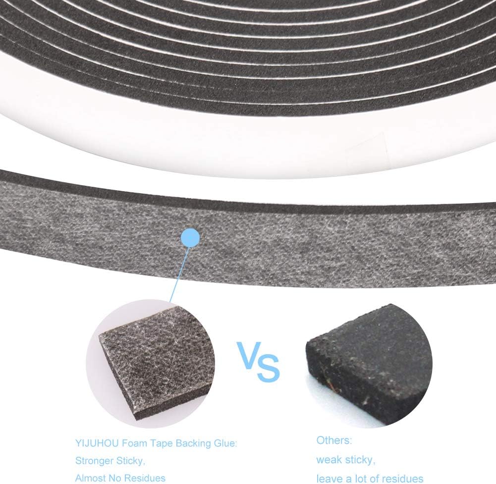 Foam Tape Weather Stripping Window Seal,1"Wx1/8"T High Density Seal Strip,Adhesive Closed Cell Weather Strip(Total 30FT,Black)