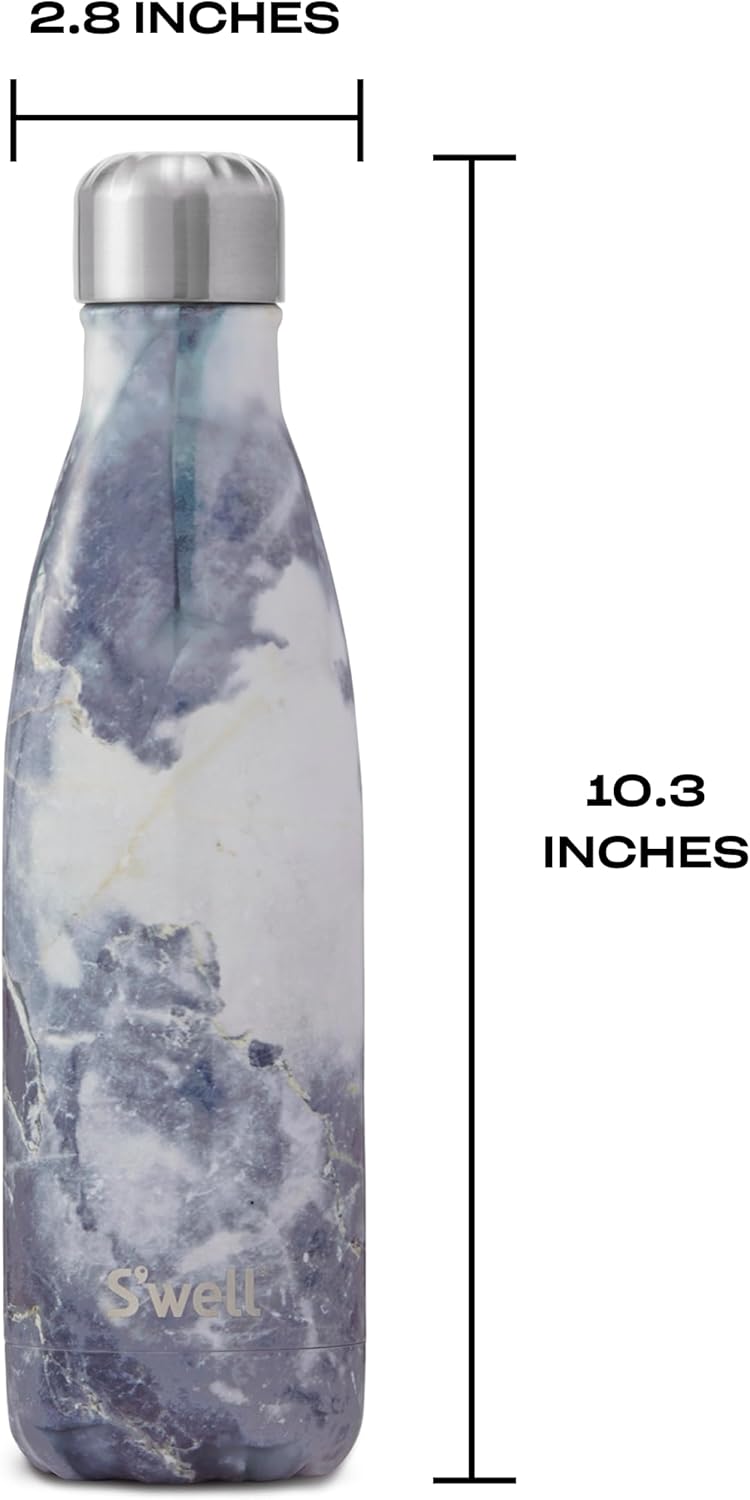S'well Stainless Steel Water Bottle, 17oz, Blue Granite, Triple Layered Vacuum Insulated Containers Keeps Drinks Cold for 36 Hours and Hot for 18, BPA Free, Perfect for On the Go