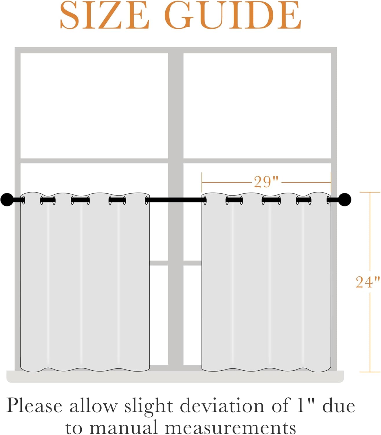PONY DANCE Kitchen Curtains 24 inch Length - Blackout Camper Curtains for Travel Trailers, Set of 2 Panels Tiers, Short Small Window Drapes for Bathroom & Basement, Ideal for RV Camper, Black