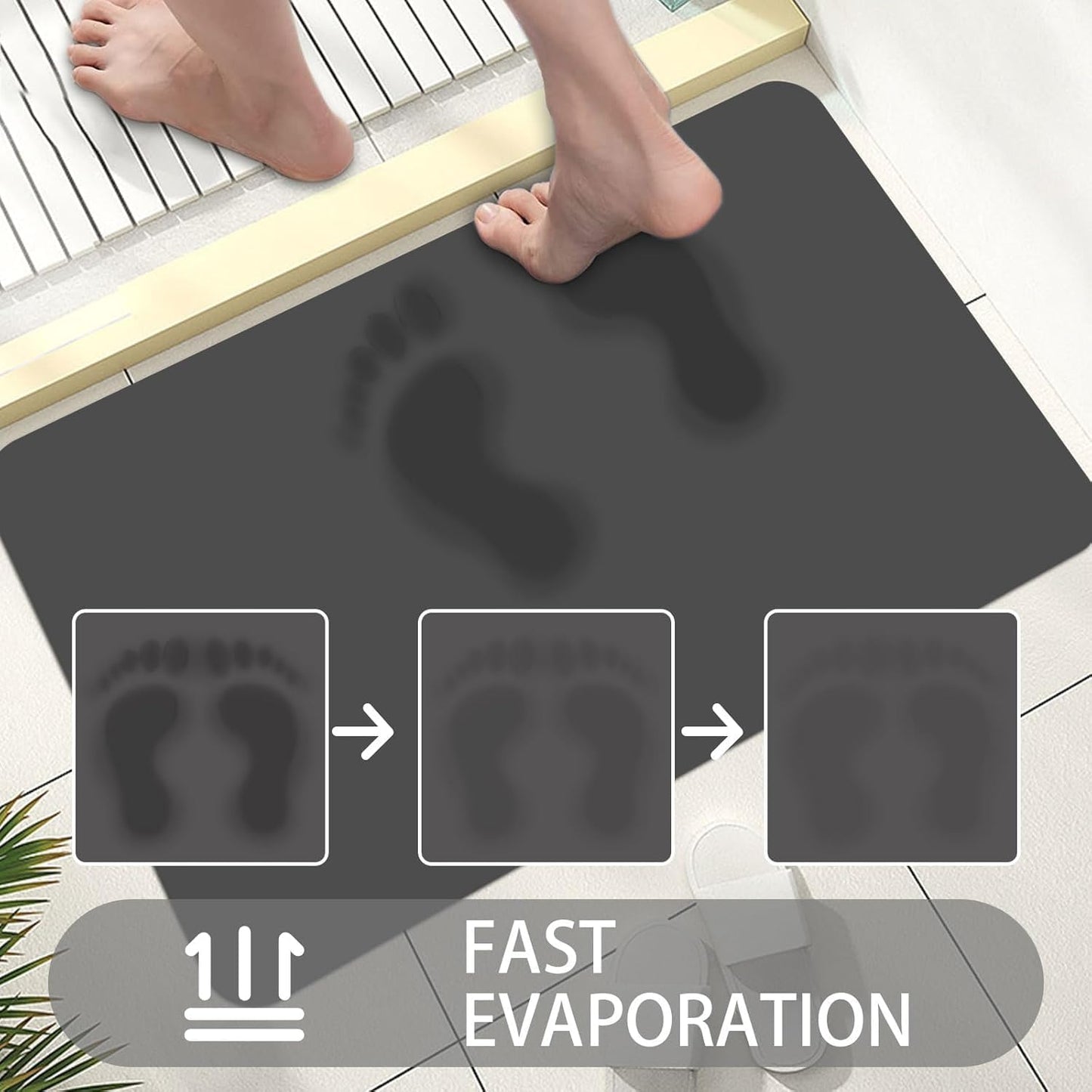 Ultra Thin Door Mat Indoor Entrance, 1/10 in Thin Door Mats for Inside Entry, Non-Slip Rubber Backing Washable Doormat, Fade Resistant, Absorbent, Low Profile Dirt Trapper, 24''X16'', Dark Grey