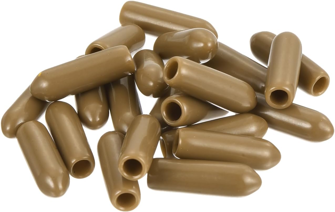 uxcell 20pcs Rubber End Caps 3mm(1/8") ID Vinyl PVC Round Tube Bolt Cap Cover Screw Thread Protectors Light Brown