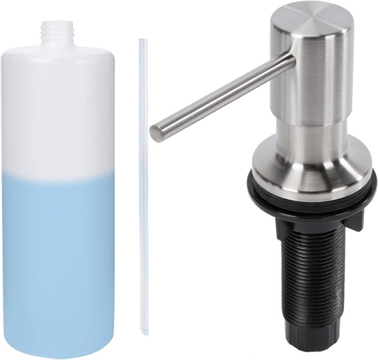Soap Dispenser for Kitchen Sink Built in Sink Soap Dispenser, Countertop Soap Dispenser with 500ML/18OZ Bottle Refill from Sink Soap Dispenser(Silver)