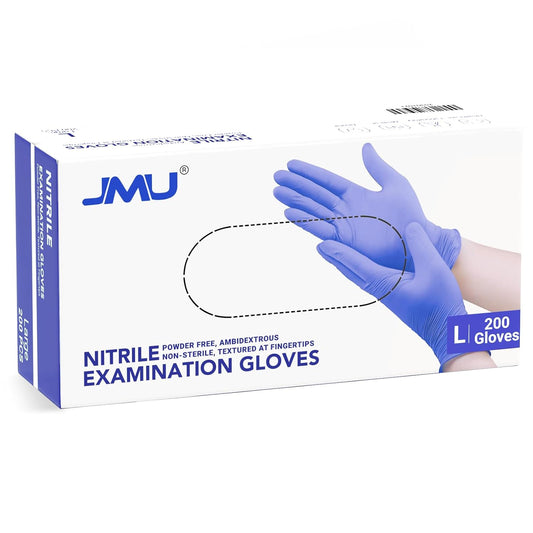 JMU 200 Pcs Nitrile Gloves Large, Disposable Nitrile Exam Gloves Latex Free Powder-Free, 3.5 Mil, Violet Blue