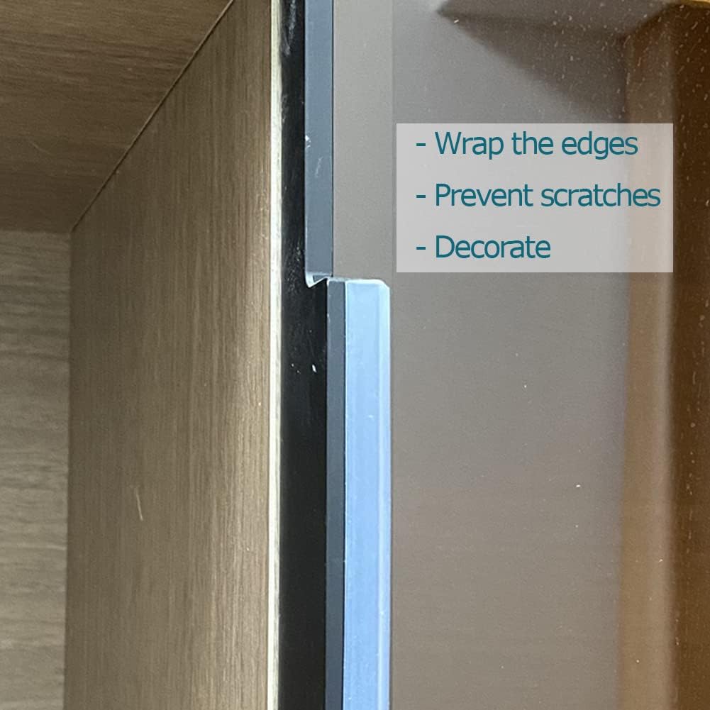 Clear Rubber Edge Trim, U Channel Rubber Seal Strip with Self-Adhesive Tape, Metal Edge Protector Fit for 0.15", 20Ft (236 in)