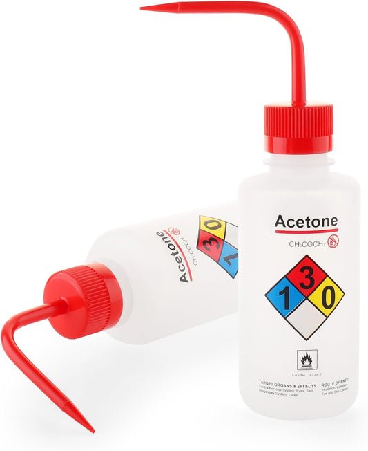Acetone Wash Bottle, 1PC of Vol.500ml (17oz), Narrow Mouth, Self-Venting Safety Wash Bottle, LDPE Material, IN-WBA501