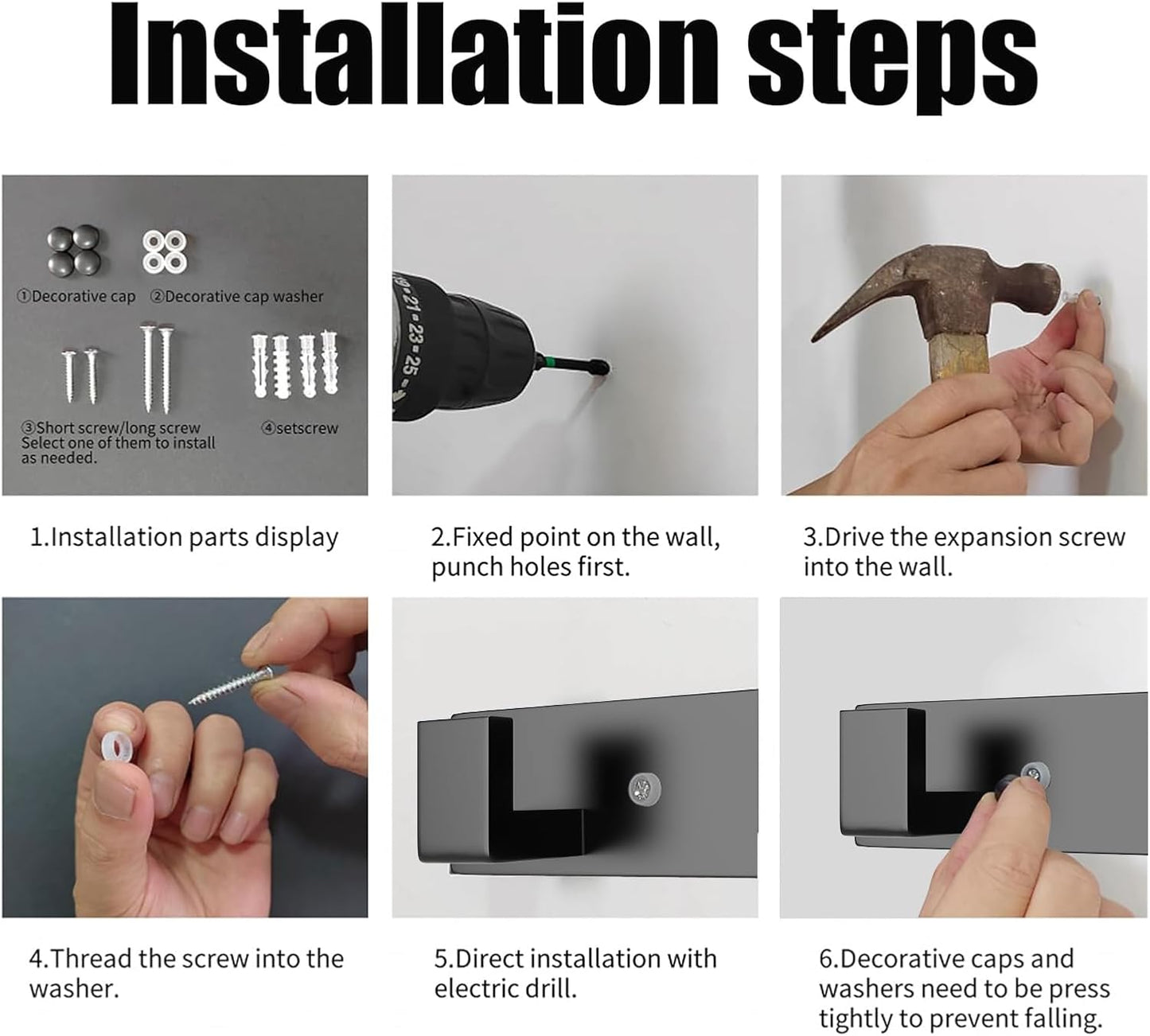 PMMASTO Coat Rack Wall Mount, Coat Hooks Wall Hooks for Hanging, Stainless Steel Coat Hanger Towel Hooks for Bathrooms, Coat Rack Hat Rack (Black 3 Hooks, 1 Pack)