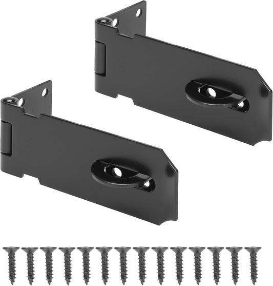 4" Door Padlock Safety Hasp Latch 2 Pcs, Door Hasp Clasp Lock Gate Shed Hasp Latch Lock for Door Window Cabinet Pet Cage Toolbox Shed Fence, 304 Stainless Steel, Matte Black Finish