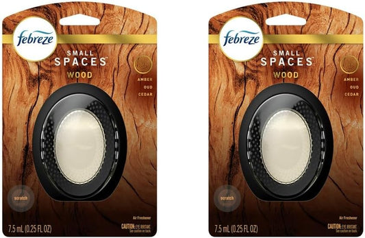 Febreze Odor Eliminator Small Spaces Air Freshener Wood (2 pack),2 Count (Pack of 1)