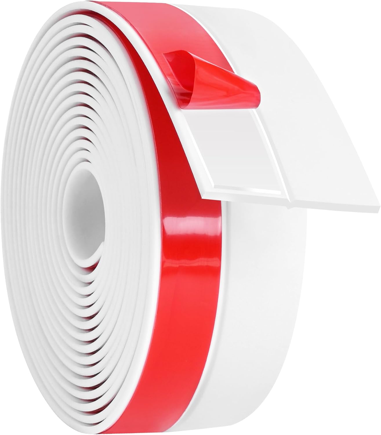ToLanbbt Weather Stripping Silicone Door Seal Strip 2 in x 10 ft Door Draft Stopper Self Adhesive Tape, Side & Bottom Gaps Insulation Strip for Glass Shower Sliding Window, White