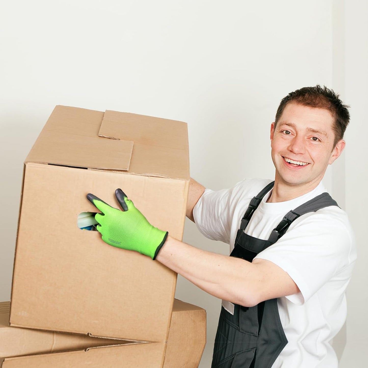 Kebada W1 Work Gloves for Men and Women, Touchscreen PU Coated Gloves with Grip, 50 Pairs Bulk Pack, Ideal for Warehouse Package Handling, Construction, Gardening, Green X-Large