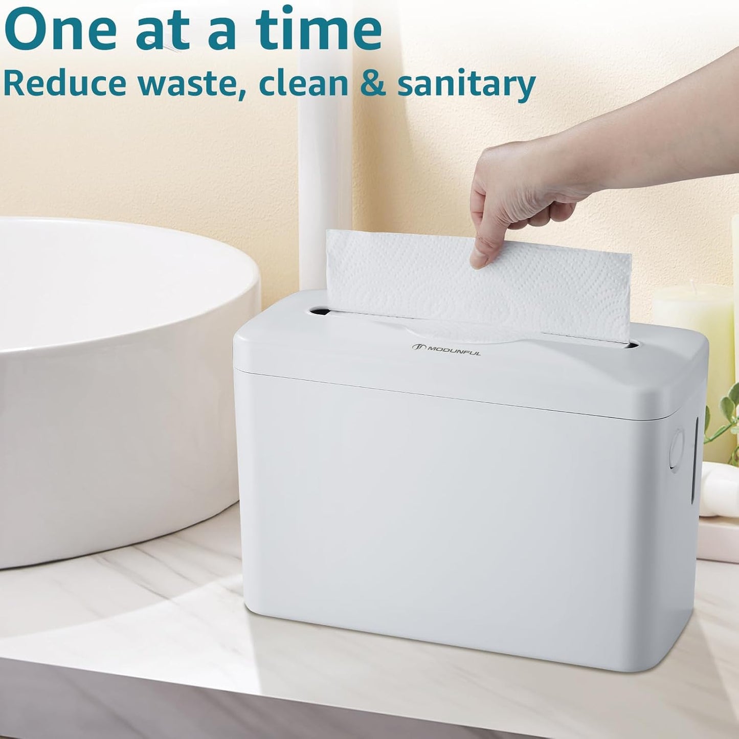 Trifold Paper Towel Dispenser Countertop, 300-Sheet Large Capacity for Multifold Paper Towel, White Heavy Duty Wide-Design