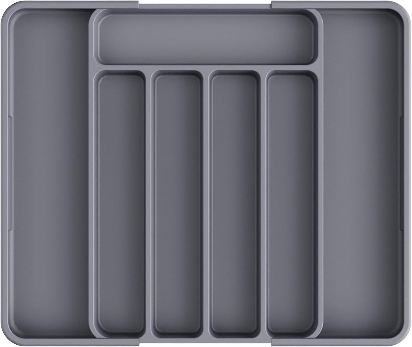 Kitsure Cutlery Drawer Organiser for Kitchen - Adjustable Cutlery Tray for Effortless Utensil Sorting, Versatile Kitchen Storage & Organisation Solution, 12.13" x 1.54" x 8.07"~13.90", Grey