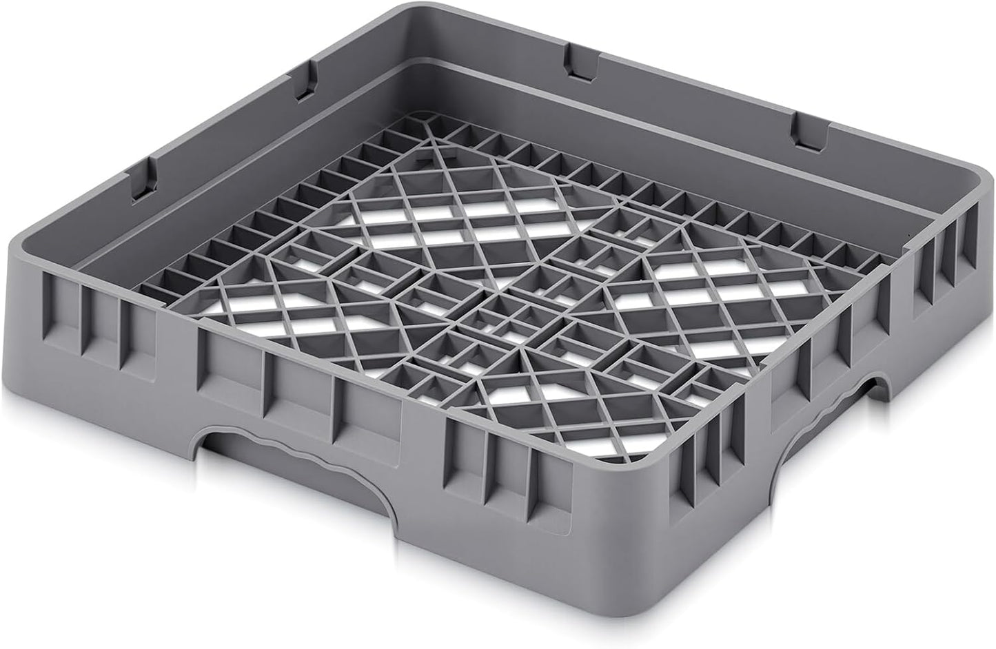 Commercial Dishwasher Tray Rack Polypropylene Full Size Flatware Rack for Bowls Plates Knives Forks Cups, Gray