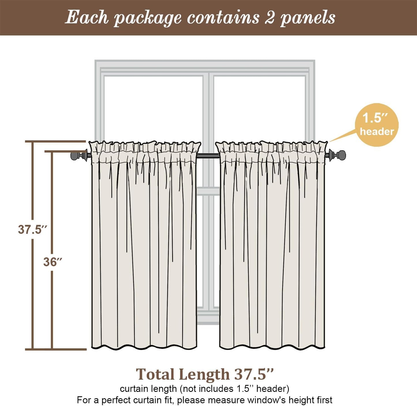 Chyhomenyc Hunter Green Sheer Curtains 36 inch Length 2 Panels, Light Filtering Voile Rod Pocket Short Window Curtians for Bathroom Living Room Farmhouse Small Windows, 42Wx36L inches