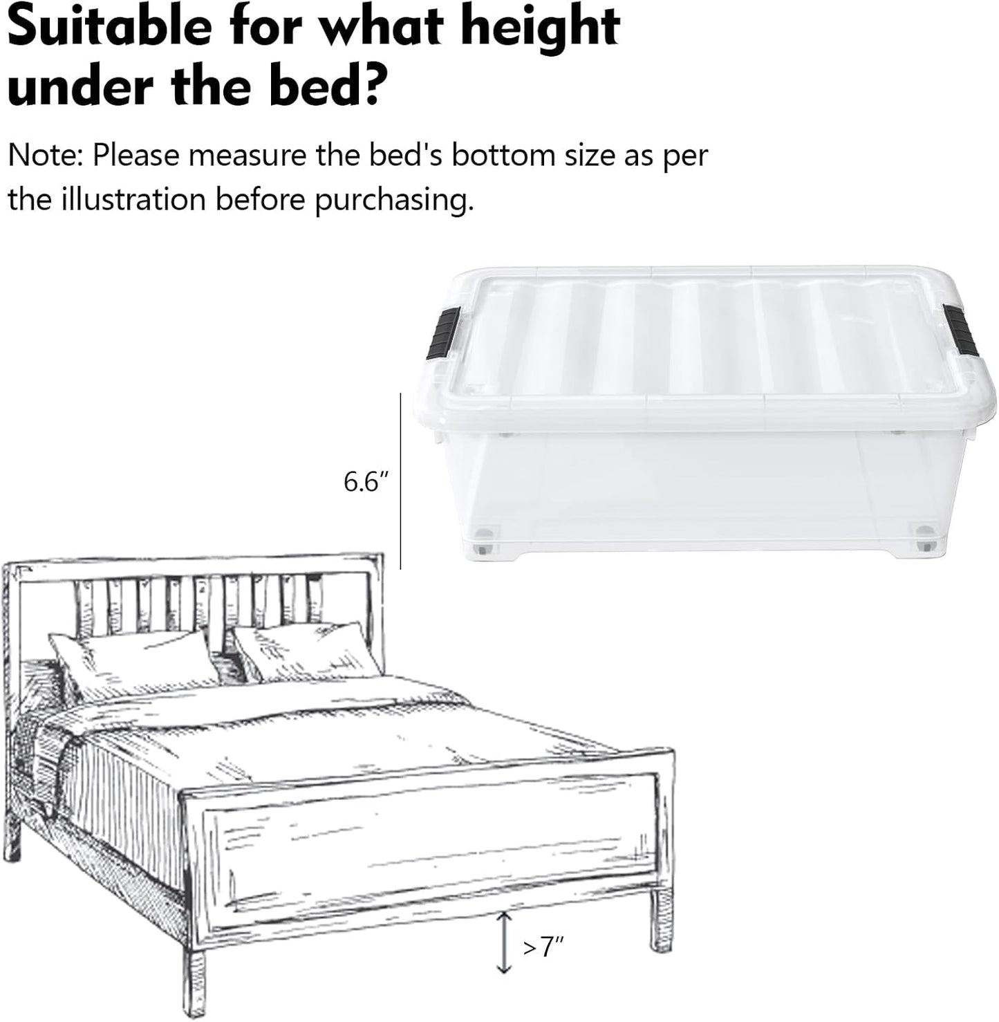 20 Quart Under Bed Shoe Storage Container Bin with Wheels for Underbed, Home or Office Organization, Set of 4