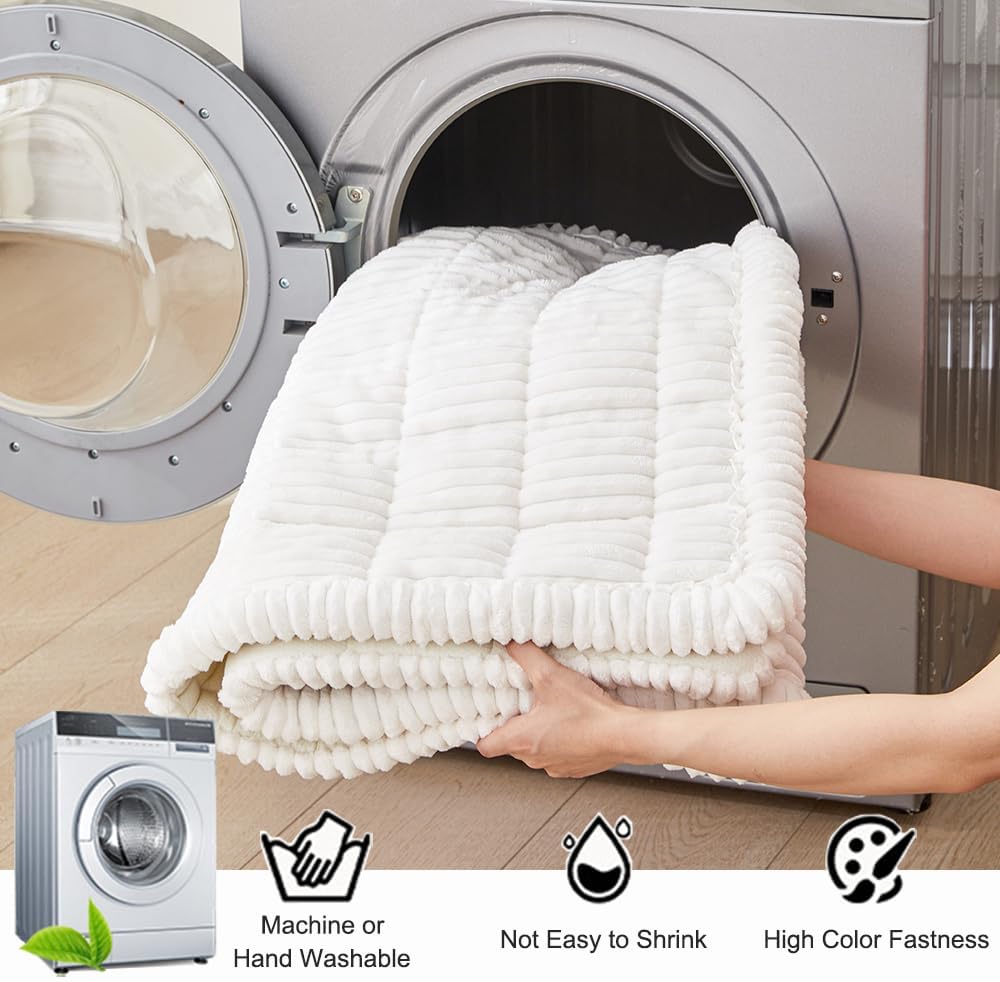 Couch Cover for Dogs Washable, Fuzzy Pet Couch Covers for 3 Cushion Sofa Pet Friendly, Non Slip Sofa Cover (White, 27.6" x 82.7"/70 x 210cm)