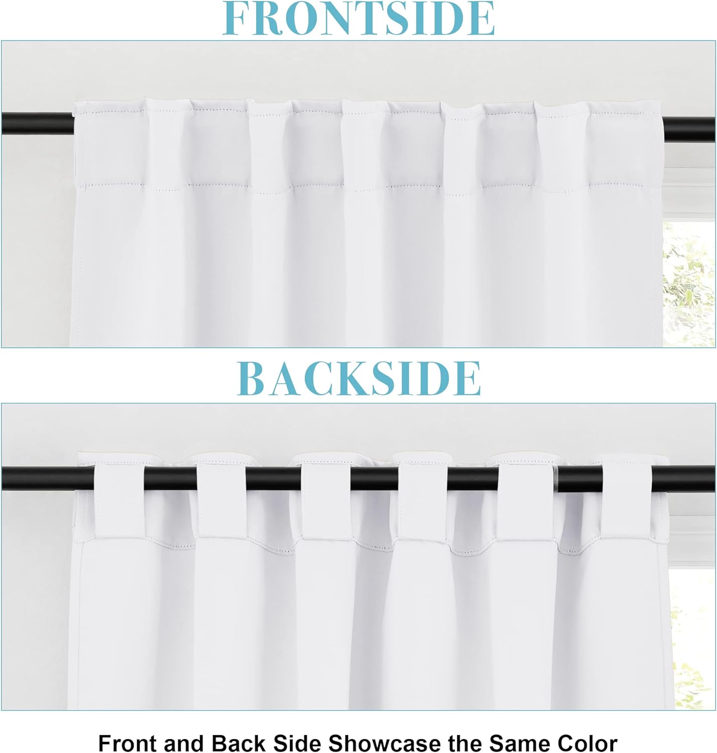 RYB HOME Small Window Curtains Blackout, Privacy Thermal Insulating Drapes for Bedroom Bathroom Basement Cafe Classroom Window Decor, W 34 x L 45 inches, Pure White, 2 Panels