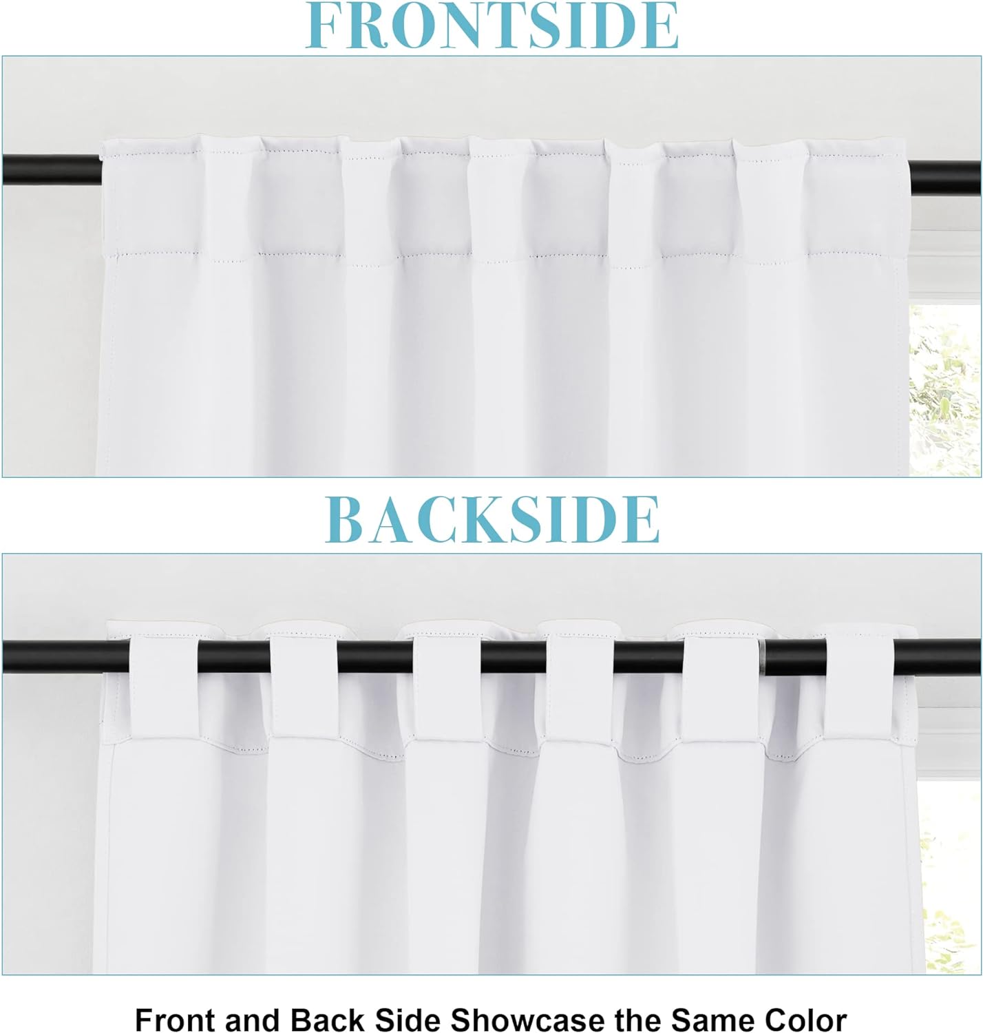 RYB HOME Kitchen Window Curtains - Blackout Privacy Half Window Curtains for Bedroom Bathroom Dining Living Room Cafe Office Short Tiers Drapes, W 34 x L 36 inches, 2 Panels, Pure White