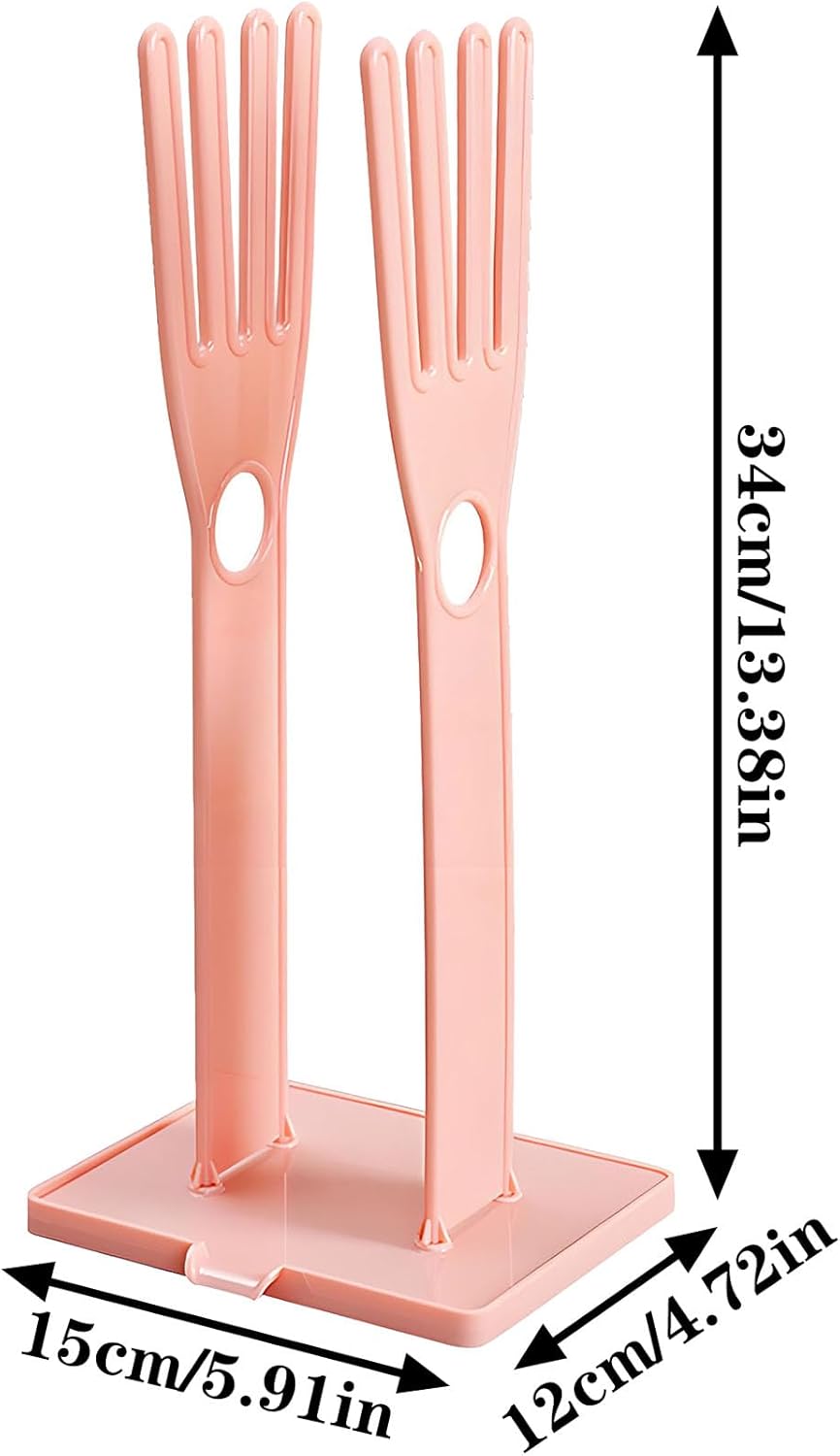 Kitchen Glove Holder Kitchen Glove Stand Holder Rubber Glover Drying Dryer Rack Reusable Rubber Glove Clothes Drying Rack for Dish Gloves and Rags (Pink)