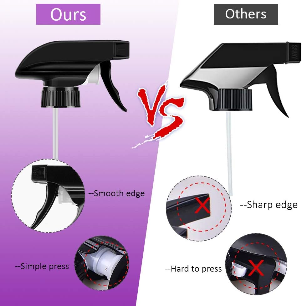 AMORIX 24PCS Trigger Sprayer Black Spray Top - Heavy Duty Replacement Nozzle with Mist Stream Sprayer, Fits 28/400 Boston Round Trigger Spray Bottles for Gardening, Cleaning Solutions