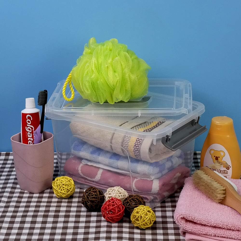 Bringer 6-Pack 5 L Clear Plastic Storage Box, Small Storage Latch Bin