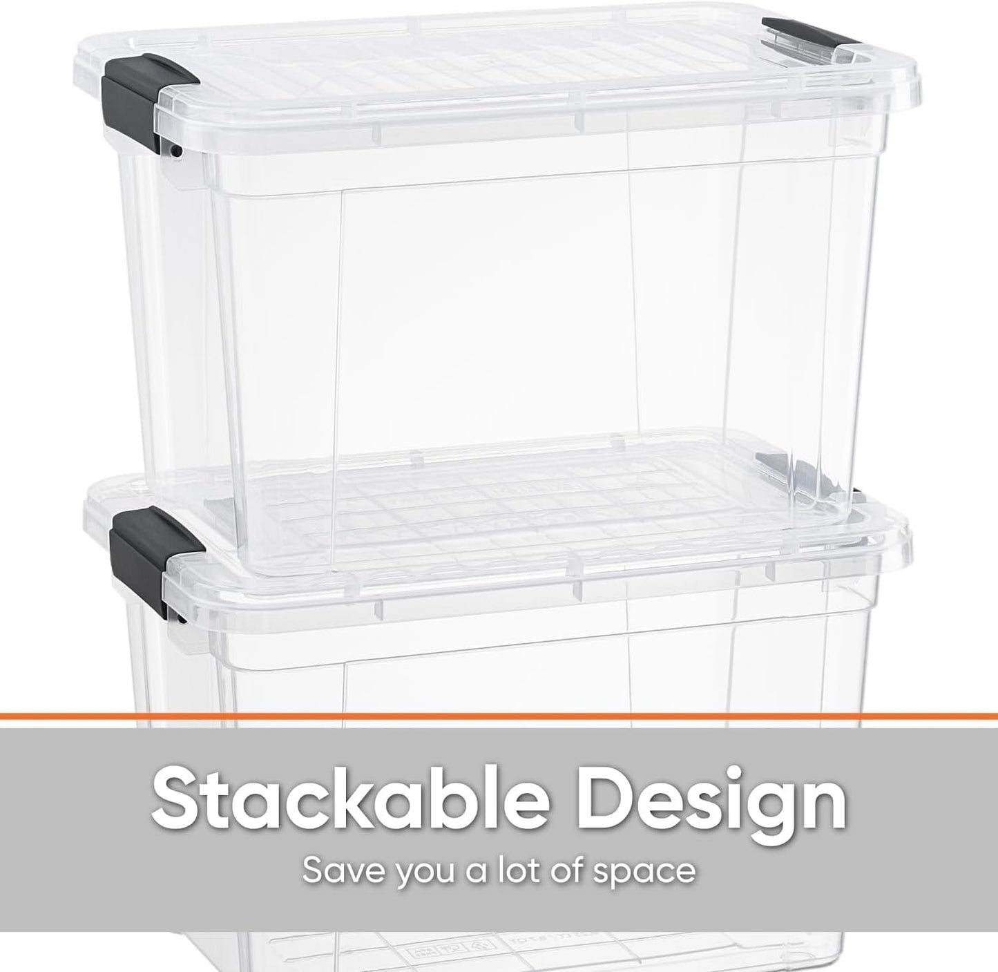 Superio Clear Storage Boxes with Lids, 4.75 Quart Plastic Container Bins for Organizing, Stackable Crates, BPA Free, Non Toxic, Odor Free, Organizers for Home, Office and Dorm, 4 Pack