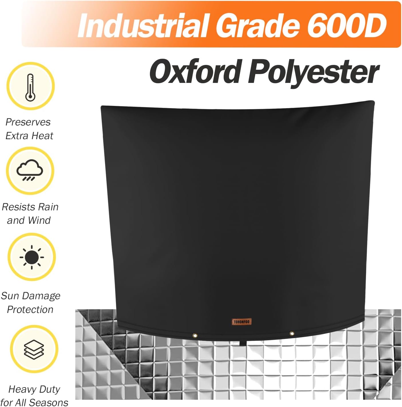 TOHONFOO Backflow Preventer Pipe Insulation Cover (5°F) - Irrigation Sprinkler Valve Insulated Pouch - Water Well Pump Cover - Sturdy 5 Layers for Winter Freeze Protection, 40" W x 36" H, Black