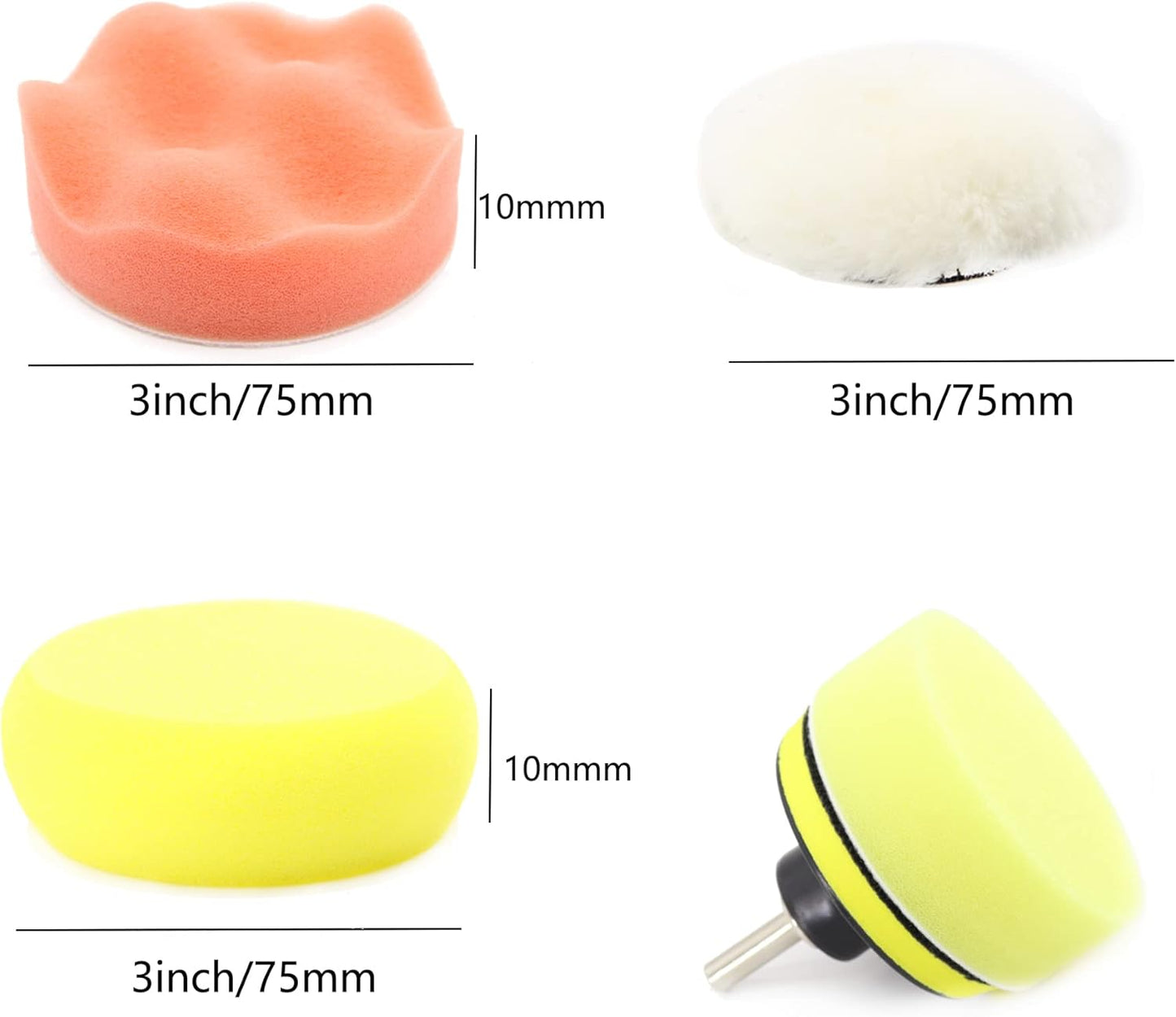 104PCS Car Headlight Restoration Kit - 3Inch Sanding Discs, Wool & Sponge Buffing Pads, Interface Pad for Car Washing, Cleaning, Waxing