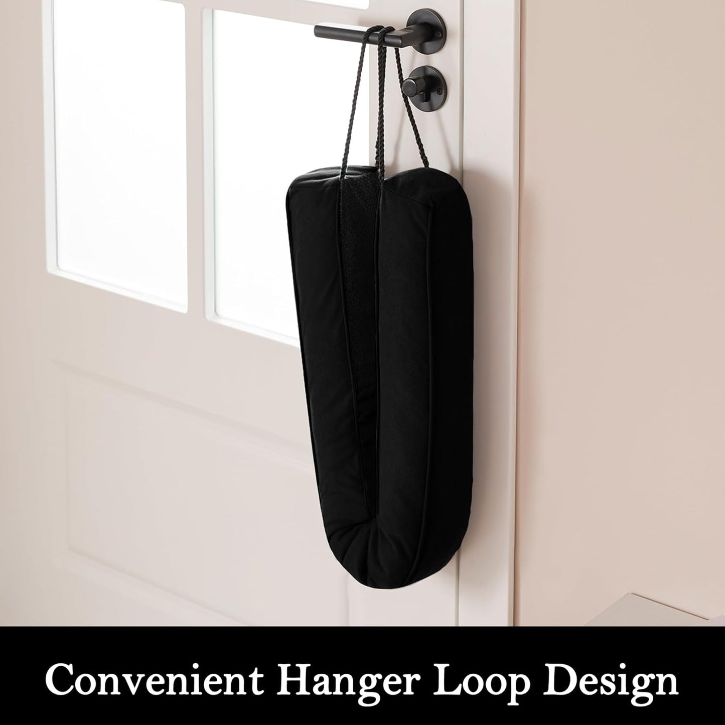 Sunolga 38" Door Draft Stopper Blocks Hot and Cold Air with Removable Washable Cover for Gaps Up to 3", All-Season Seal for Noise, Door Sweep for Bottom of Door and Window, Home Essentials, Black