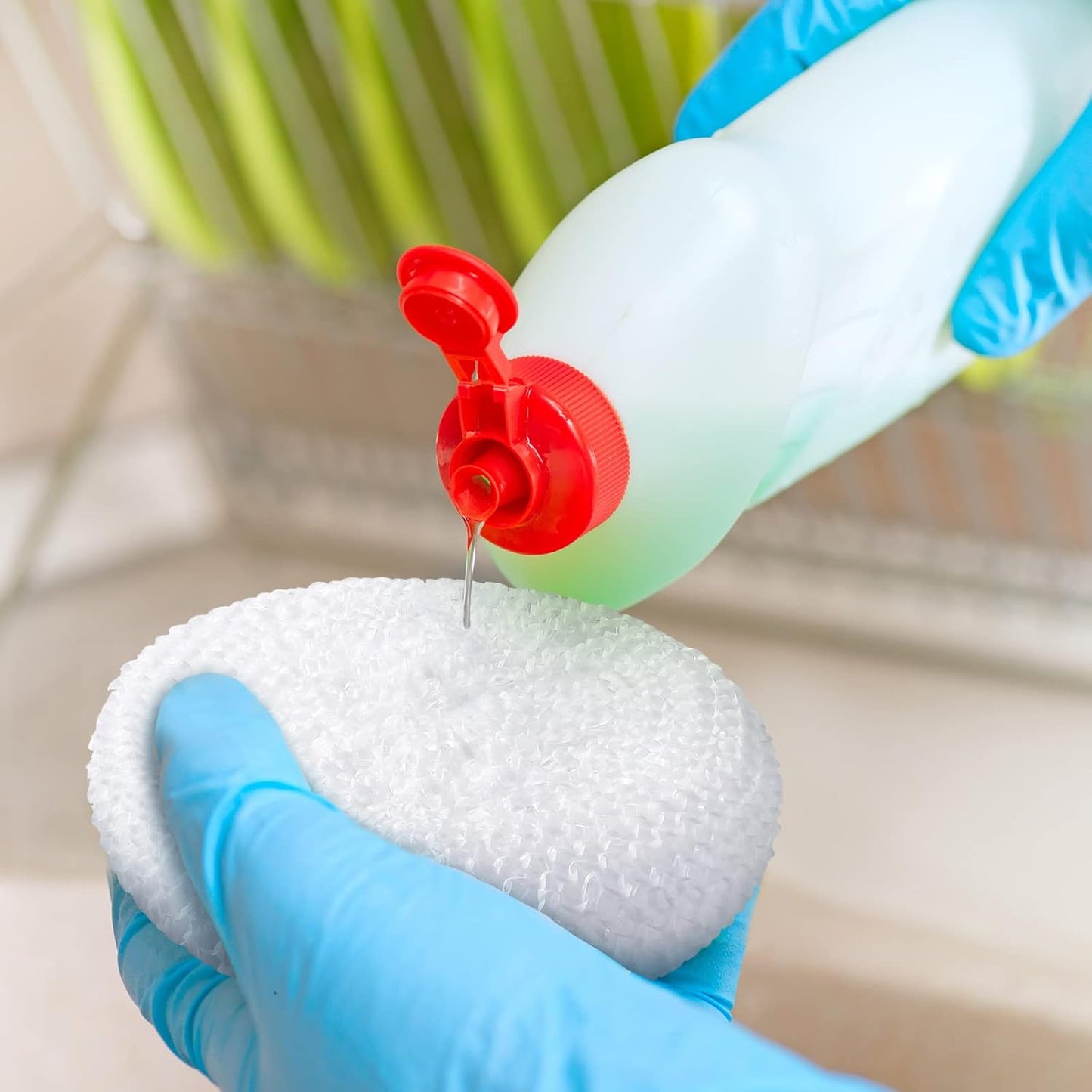 Blulu Plastic Dish Scrubbers for Dishes Pot Round Nylon Pad, Mesh Scouring Non Scratch Pads(Simple Colors,30 Pieces)