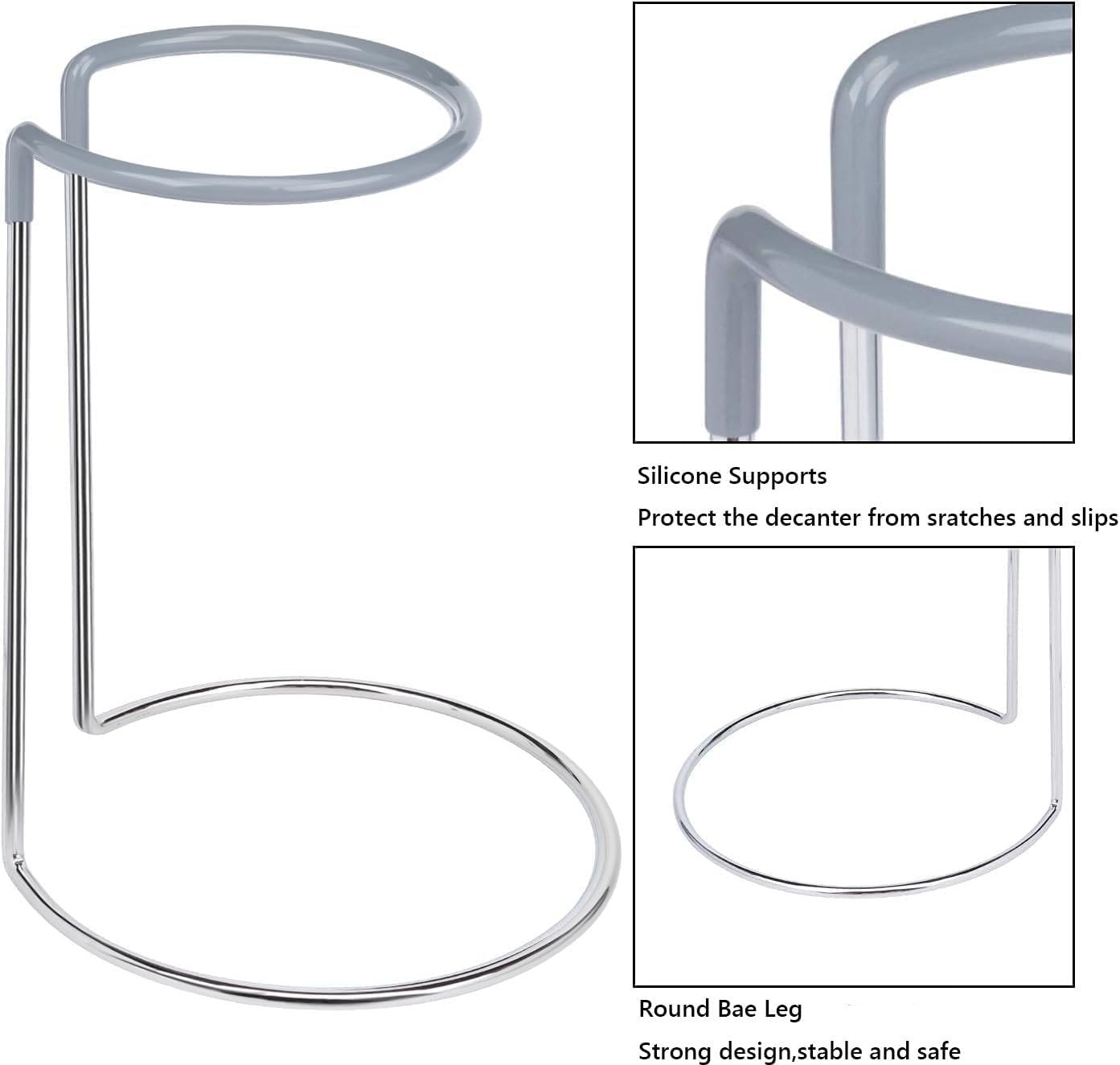 Wine Decanter Drying Stand with Cleaning Brush,Wine Decanter Drying Rack Holder with Rubber Coated Top Drainer Stand Dryer Rack for Standard Large Wine Decanters