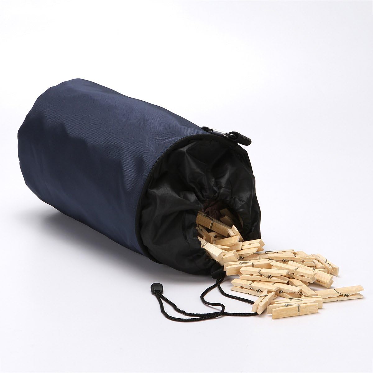Clothespins Bag Hanging Clothesline Peg Organizer Storage Bags,Dust-proof (navy blue)