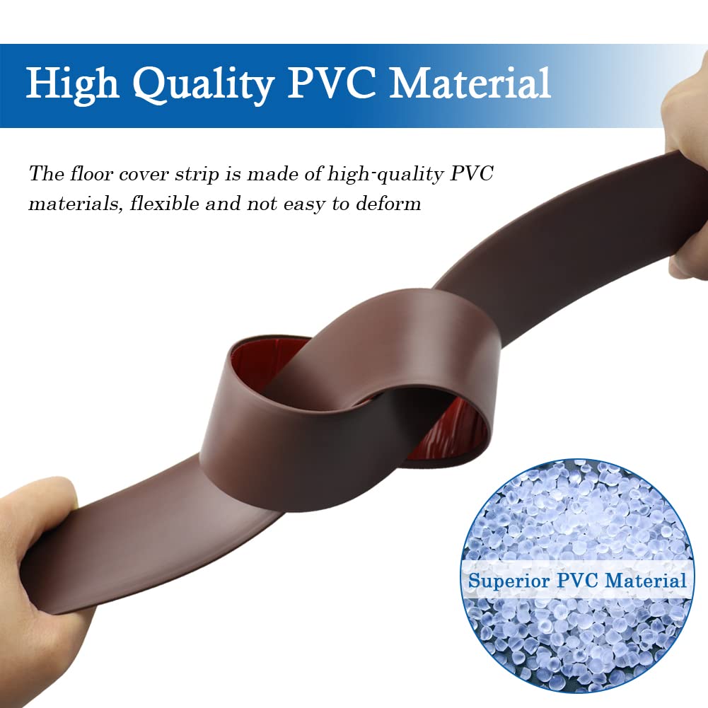 Floor Transition Strip Self Adhesive Floor Cover Strips Laminate 2" Wide Vinyl Flat Divider Transitions (5cm, 10Ft, Brown)