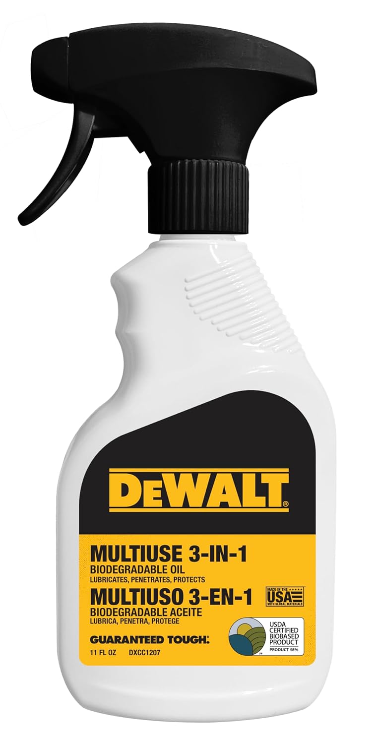 DEWALT 3 in 1 Multi Purpose Biodegradable Penetrating Oil – Professional Grade Lubricant for Machines, Tools, Doors Hinges and Much More, – Fast Acting Lubricating Formula, 11 oz
