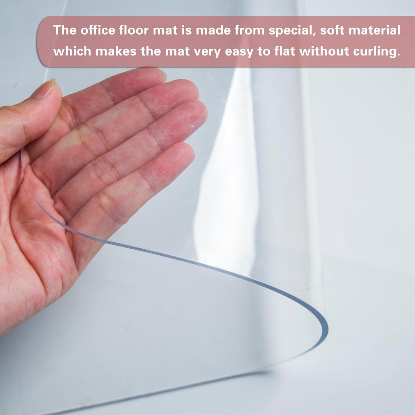 Office Chair Mat for Hardwood Floor, 1/8" Thick 46”x 60” Crystal Clear Hard Floor Chair Mat, Transparent Floor Protector Mat Flat Without Curling