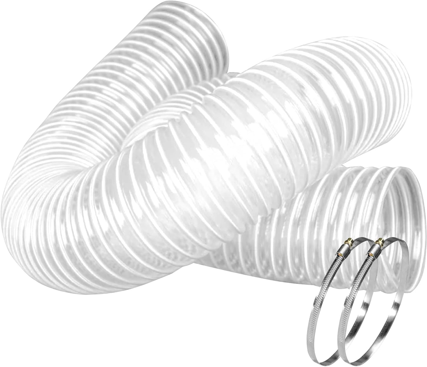 Qucship 6" x 10' Flexible PVC Fume Collection Hose with Carbon Steel Wire Coil, Puncture Resistant, for Dust Collection Systems