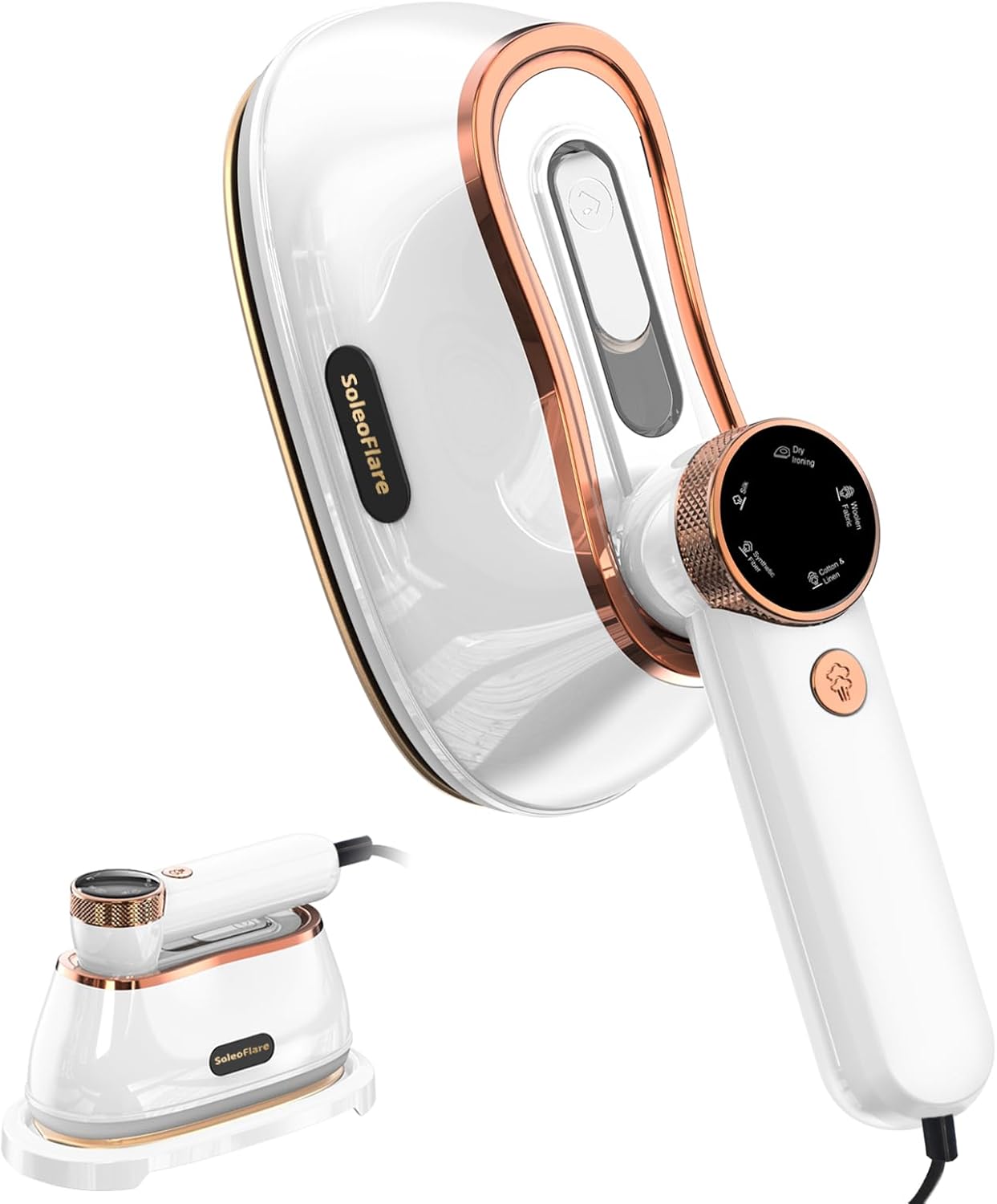 Steamer for Clothes & Iron 2in1, 1200W Travel Steam Iron, 5 Modes LCD, 180ml for 20 Min Steam, UL 141 Tests Passed, White, 120V