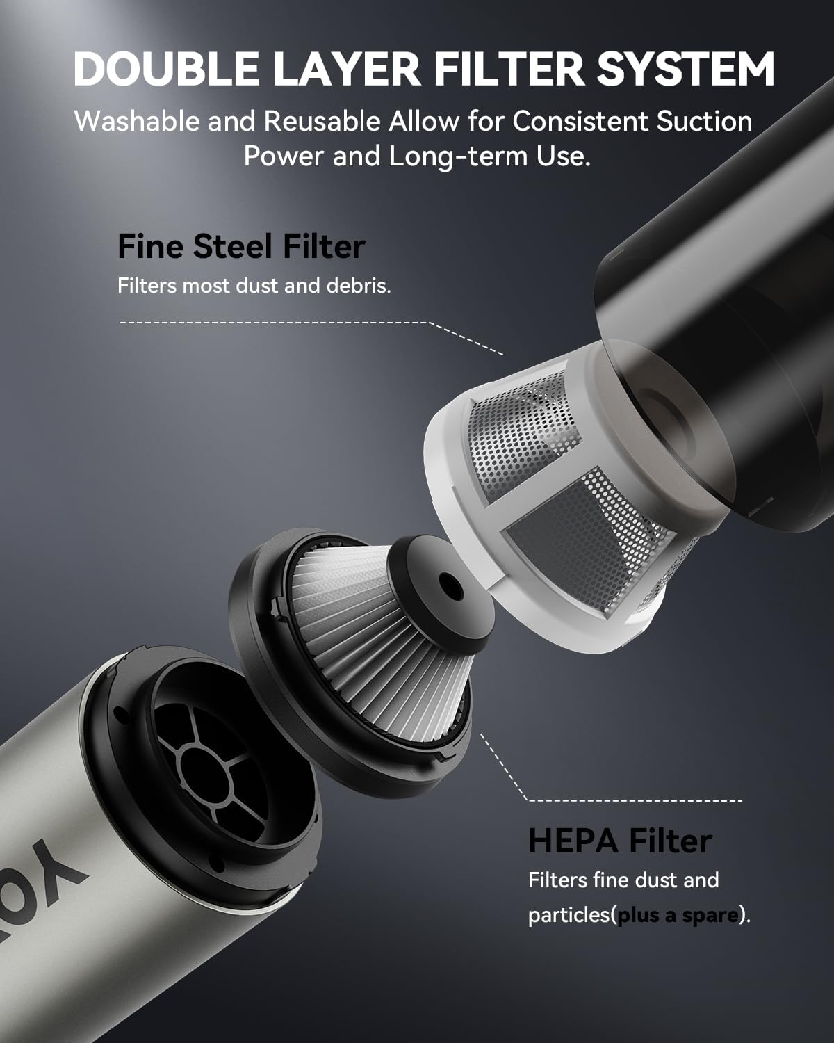 Car Vacuum, Handheld Vacuum Cordless with 21000Pa Powerful Suction & 3 Modes, 4-in-1 Portable Hand Held Mini Vacuum Cleaner Rechargeable, Ultra Light for Car Home Office (Silver)