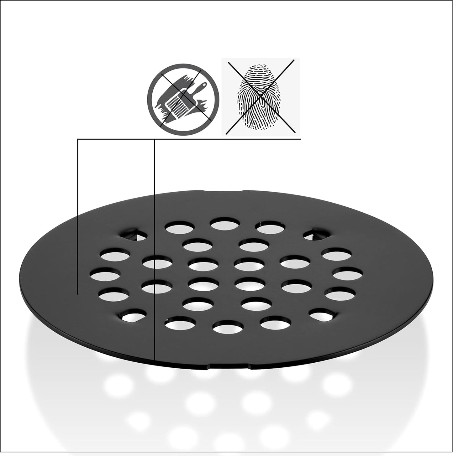 rrajj 4-1/4 (4.25) Inch(108mm) Round Snap-in Shower Floor Drain Cover Replacement Cover (Black)