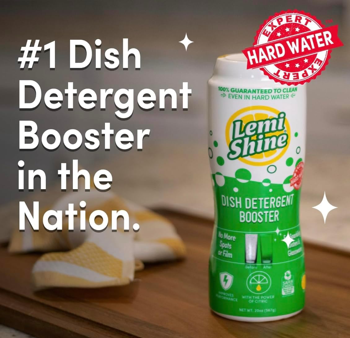 Lemi Shine Dish Detergent Booster, Hard Water Stain Remover, Multi-Use Citric Acid Cleaner 10 oz, Pack of 3