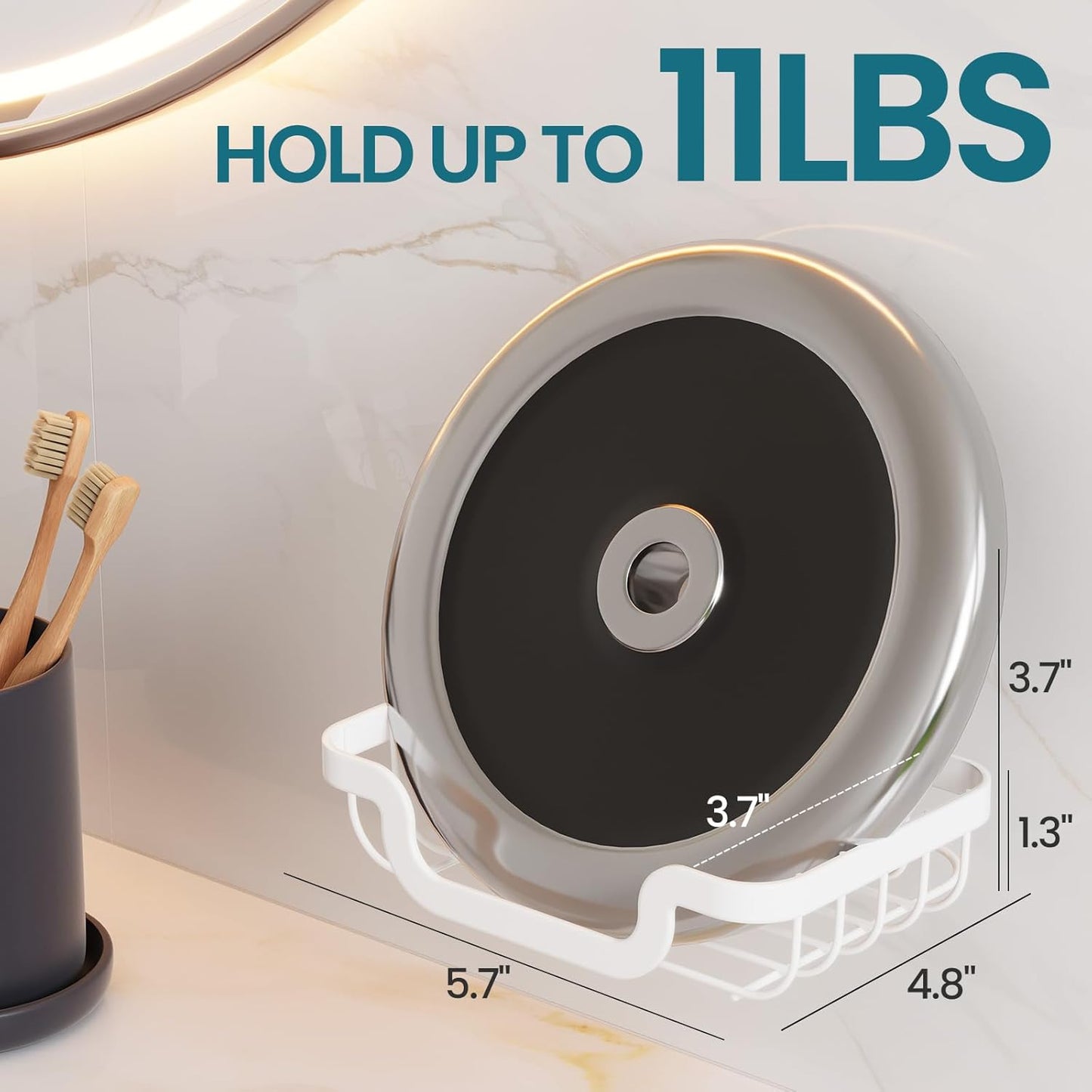 TAILI Soap Holder Bar Dish Suction Cup, Bar Shampoo Rack for Shower Wall, Draining Soap Saver Tray for Bathroom, Rustproof Stainless Steel Sponge Holder for Tub, Kitchen, Drill-Free, White