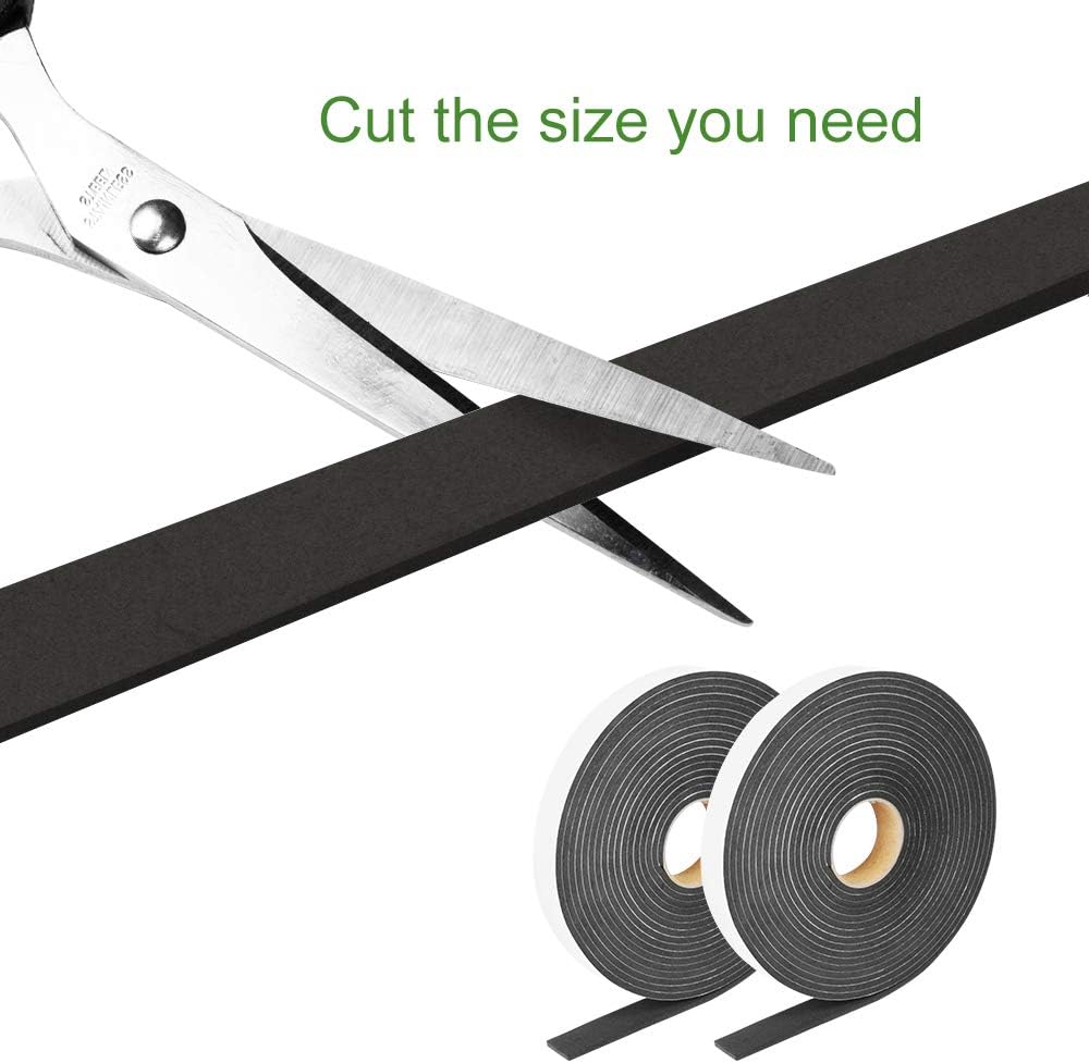 2 Rolls Foam Seal Tape for Door Window Seal Insulation, 3/4in Wx1/8in T Soundproof and Shockproof Weather Stripping, Single Sided Door Seal, Cold Air and Draft Closed Cell Seal Strip, Single 16FT